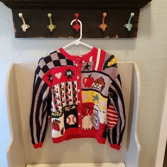 Vintage Eagles Eye  Americana Patriotic Teacher Sweater size Medium - Picture 1 of 8